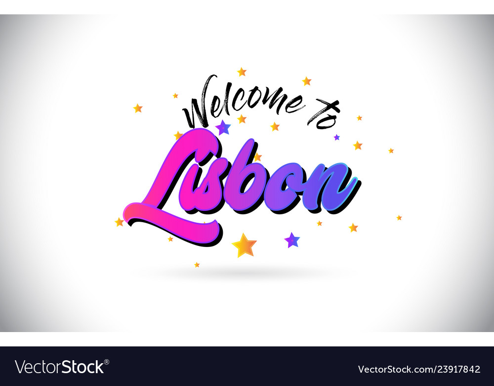 Lisbon welcome to word text with purple pink