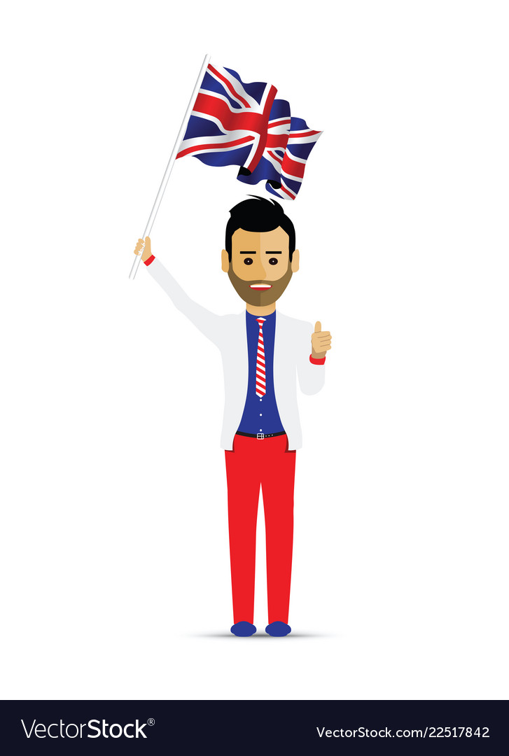 Man Waving UK Flag - Patriotic Illustration