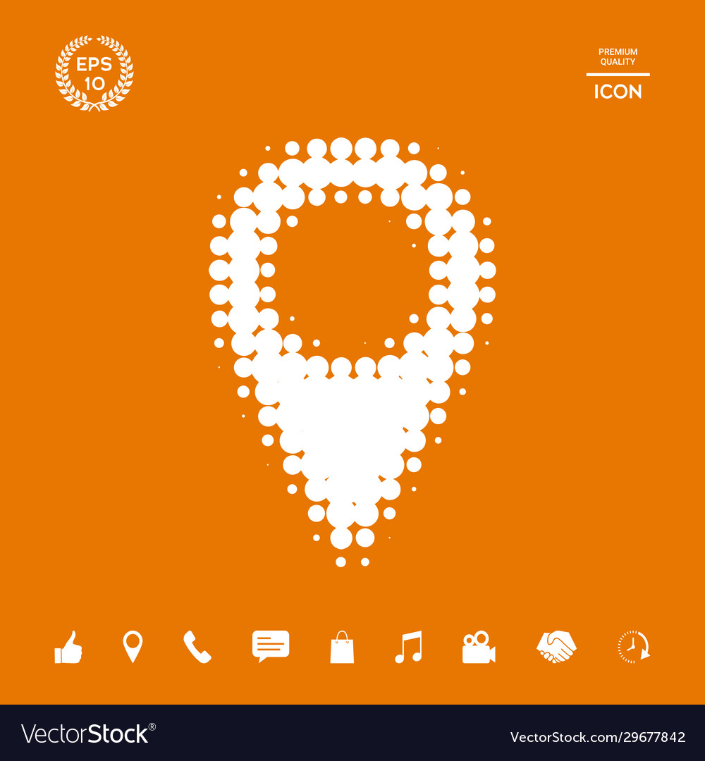 Map pointer halftone logo graphic elements