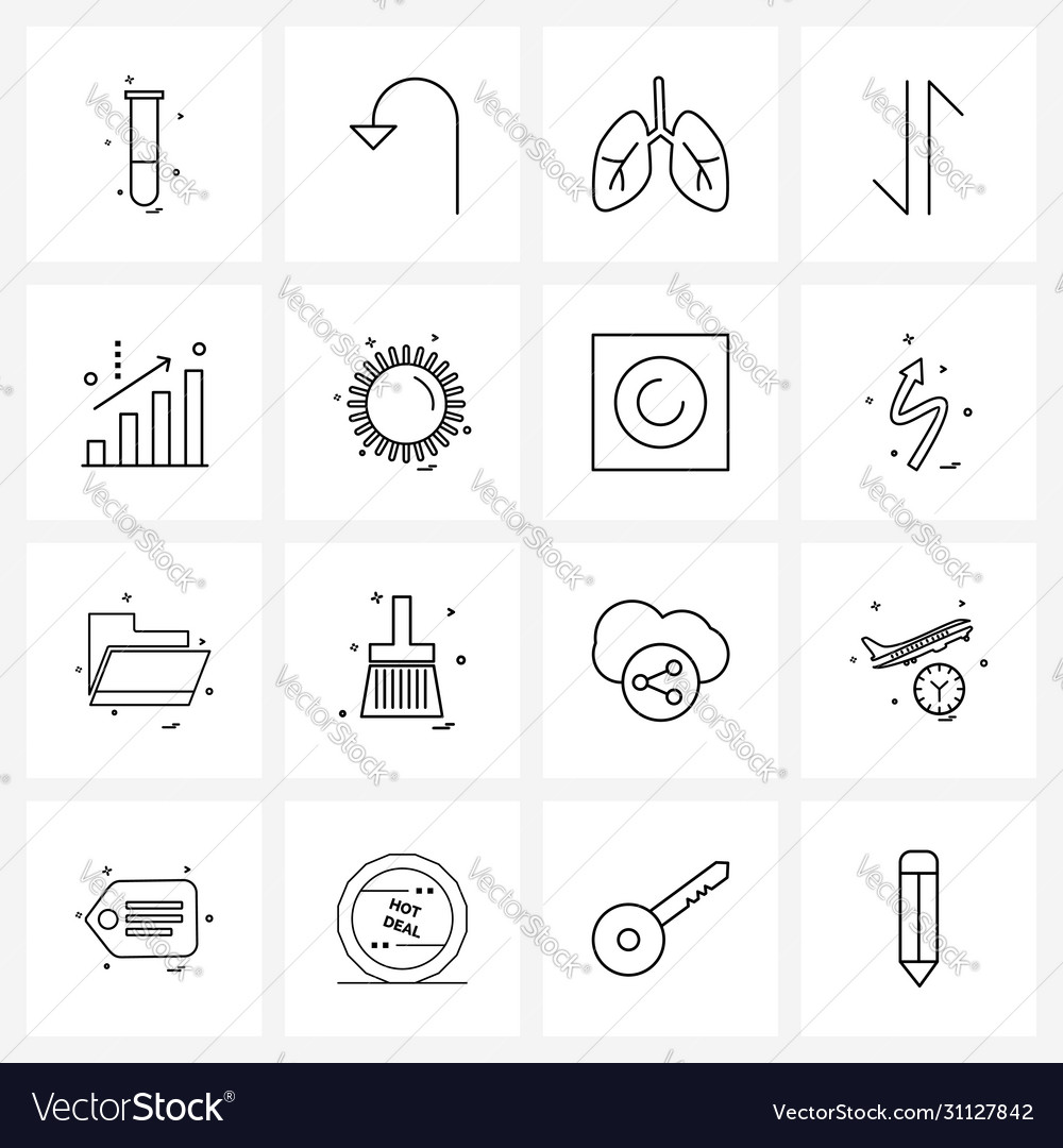 Modern style set 16 line pictograph grid based