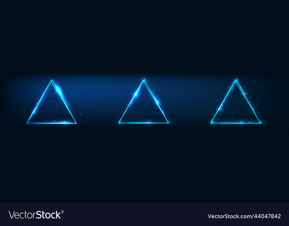 Neon double triangular frame with shining effects Vector Image Neon double triangular frame with shining effects