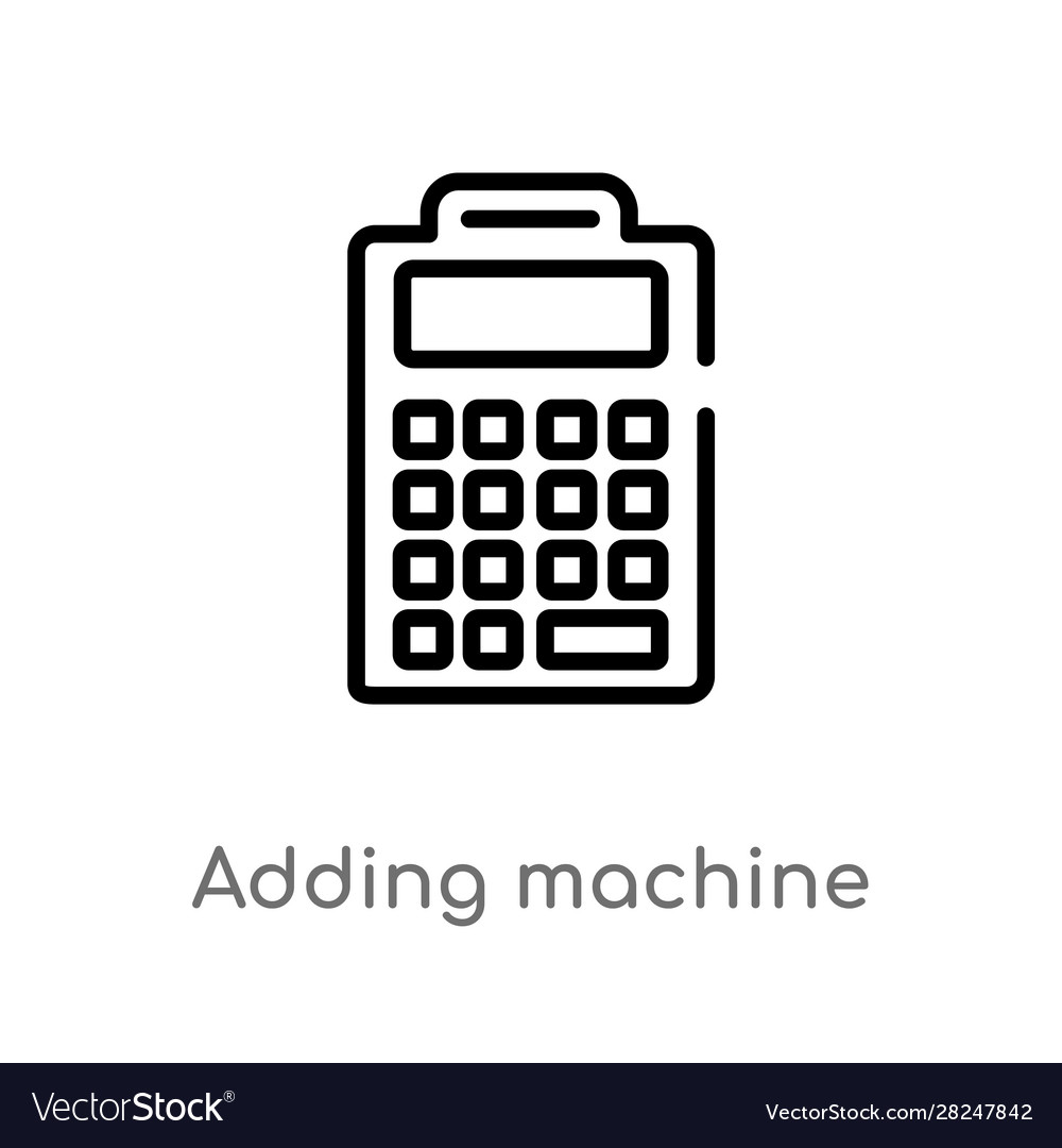 Outline adding machine icon isolated black simple vector image Outline adding machine icon isolated black simple