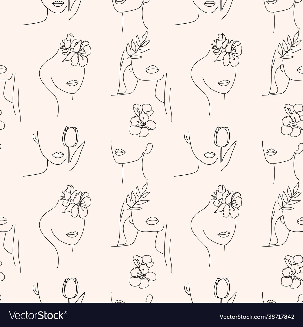 Seamless pattern with abstract various faces Vector Image Seamless pattern with abstract various faces
