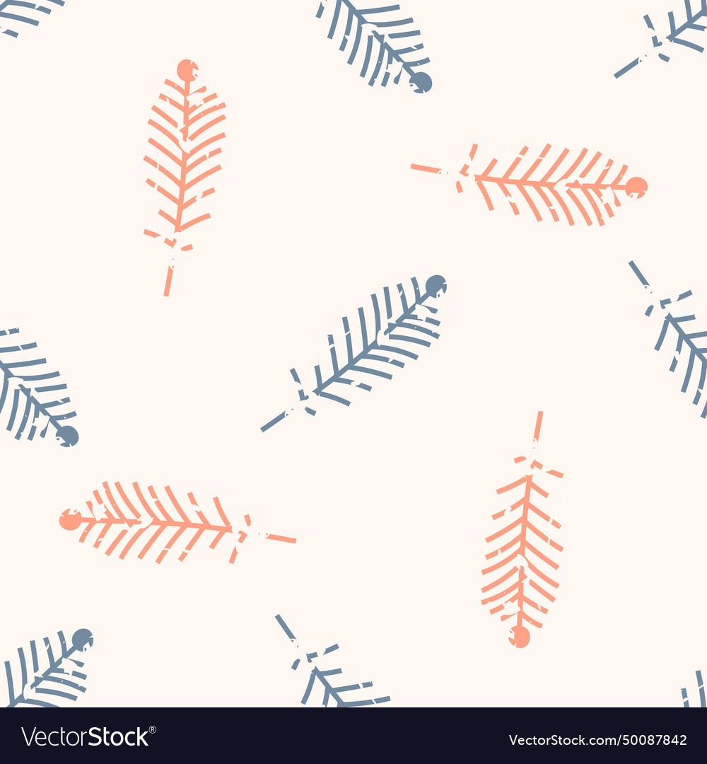 Seamless pattern with foliage and grunge texture