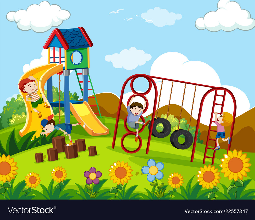 Children Playing At Playground Royalty Free Vector Image