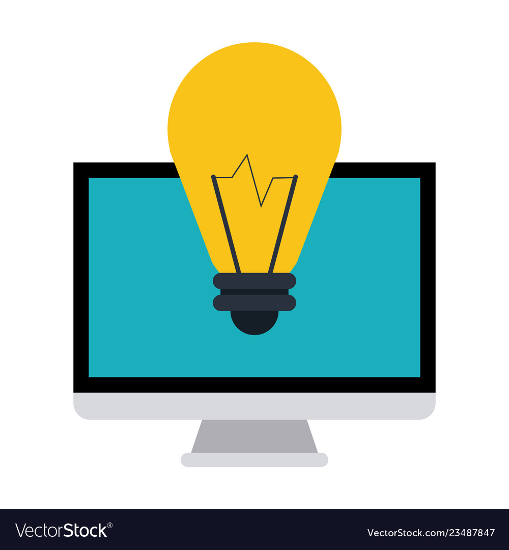 Computer screen with big idea vector image Computer screen with big idea