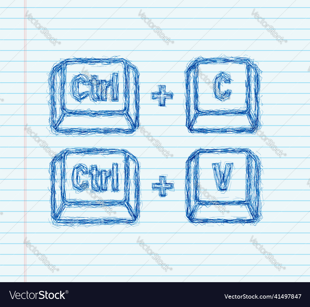 Strg c und v Computertastatur Skizzentasten vector image Strg c und v Computertastatur Skizzentasten