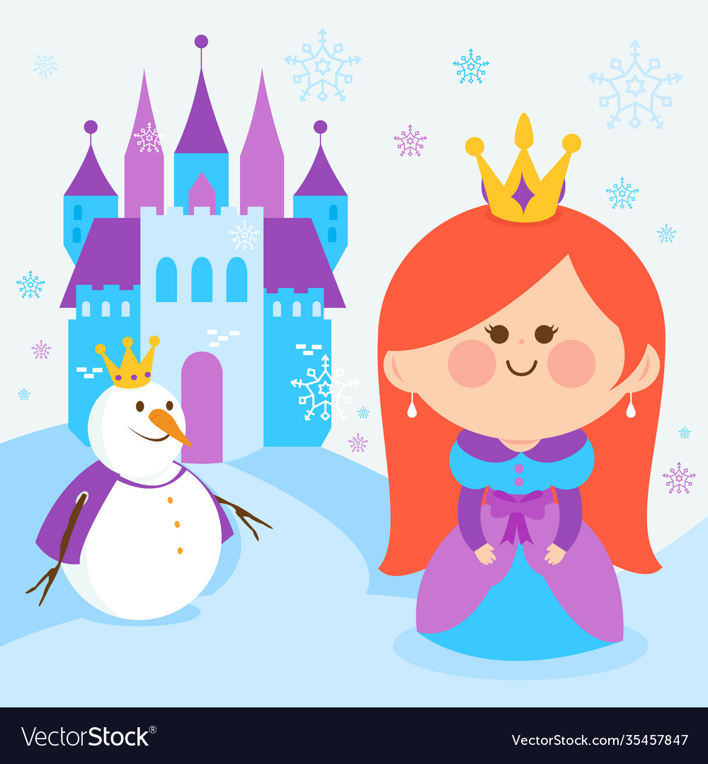 Cute princess in a winter landscape