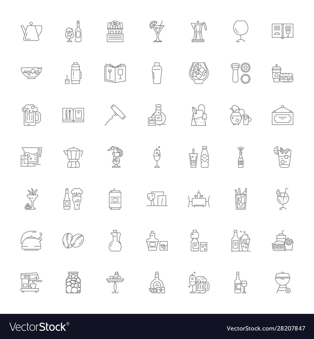 Drinking linear icons signs symbols line