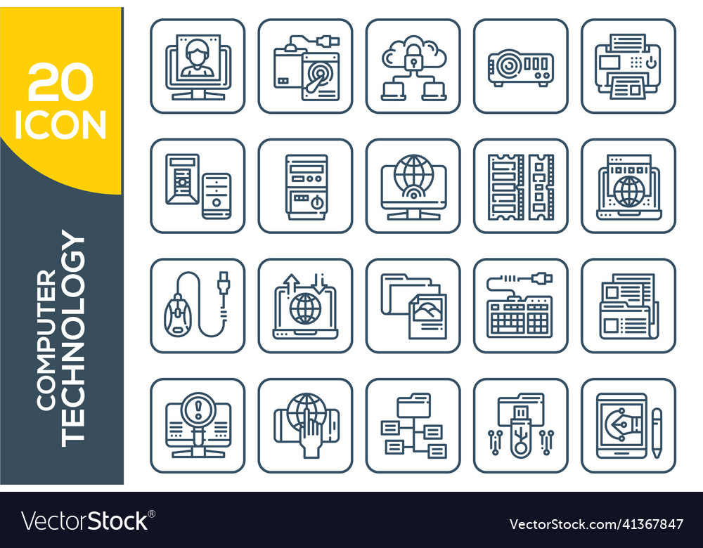 Electronics and devices related line icon set