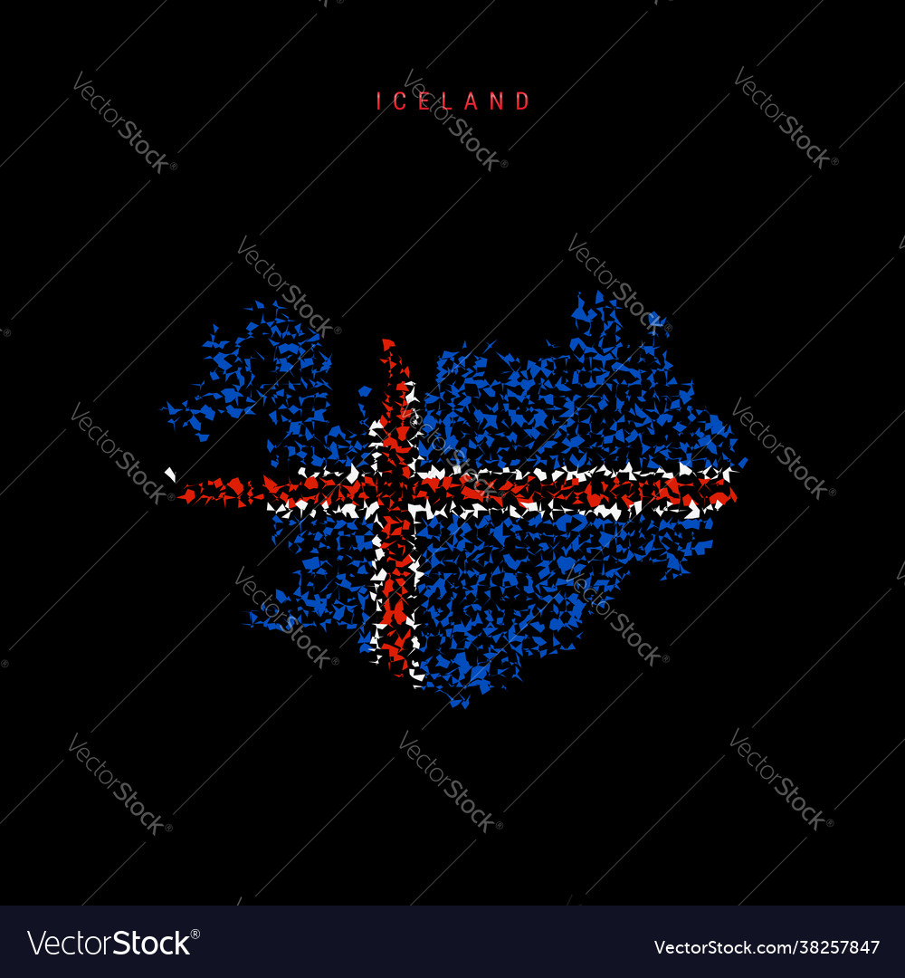 Iceland flag map chaotic particles pattern Vector Image Iceland flag map chaotic particles pattern