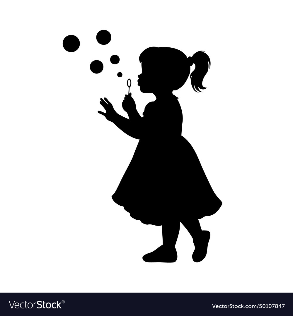 Little girl blowing to make many bubbles Vector Image