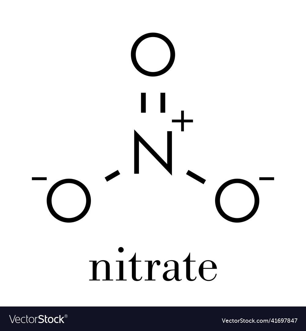 Nitrate anion chemical structure skeletal formula Vector Image