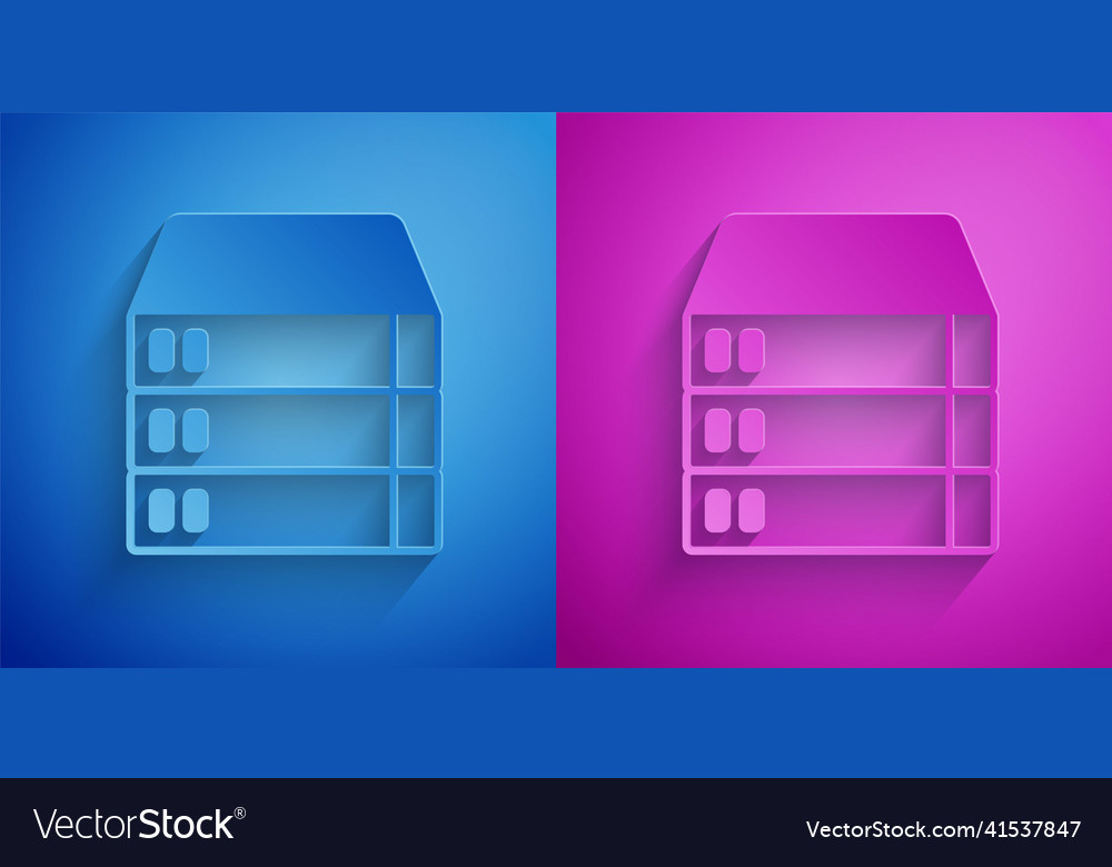 Paper cut server data web hosting icon isolated vector image Paper cut server data web hosting icon isolated