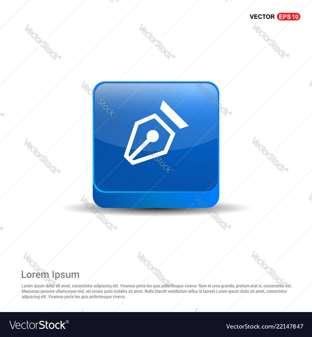 Pen nib icon - 3d blue button