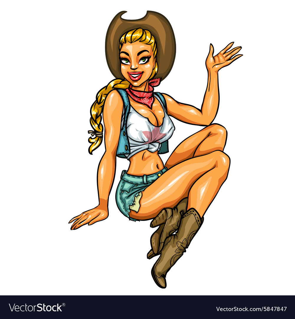 Pin Up Girl Sexy Cowgirl Royalty Free Vector Image 