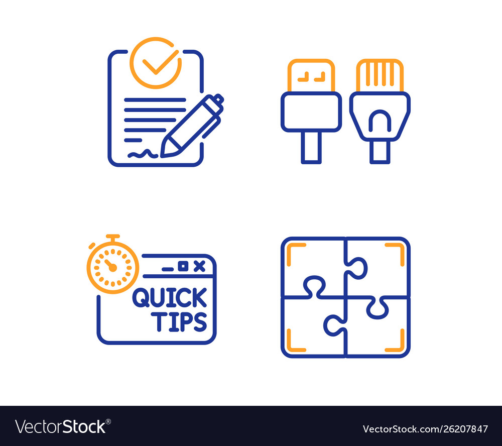 Quick tips rfp and computer cables icons set vector image Quick tips rfp and computer cables icons set