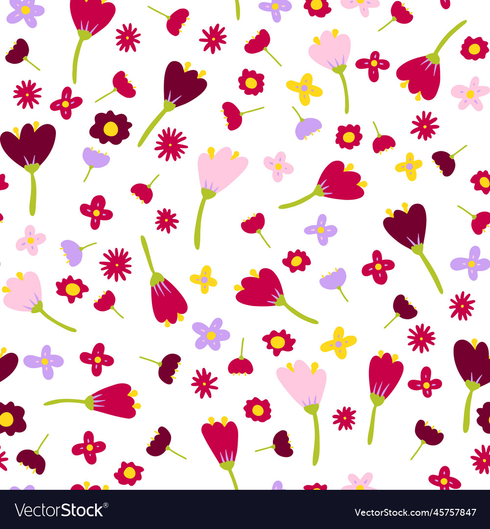 Seamless cartoon flowers pattern floral ornament