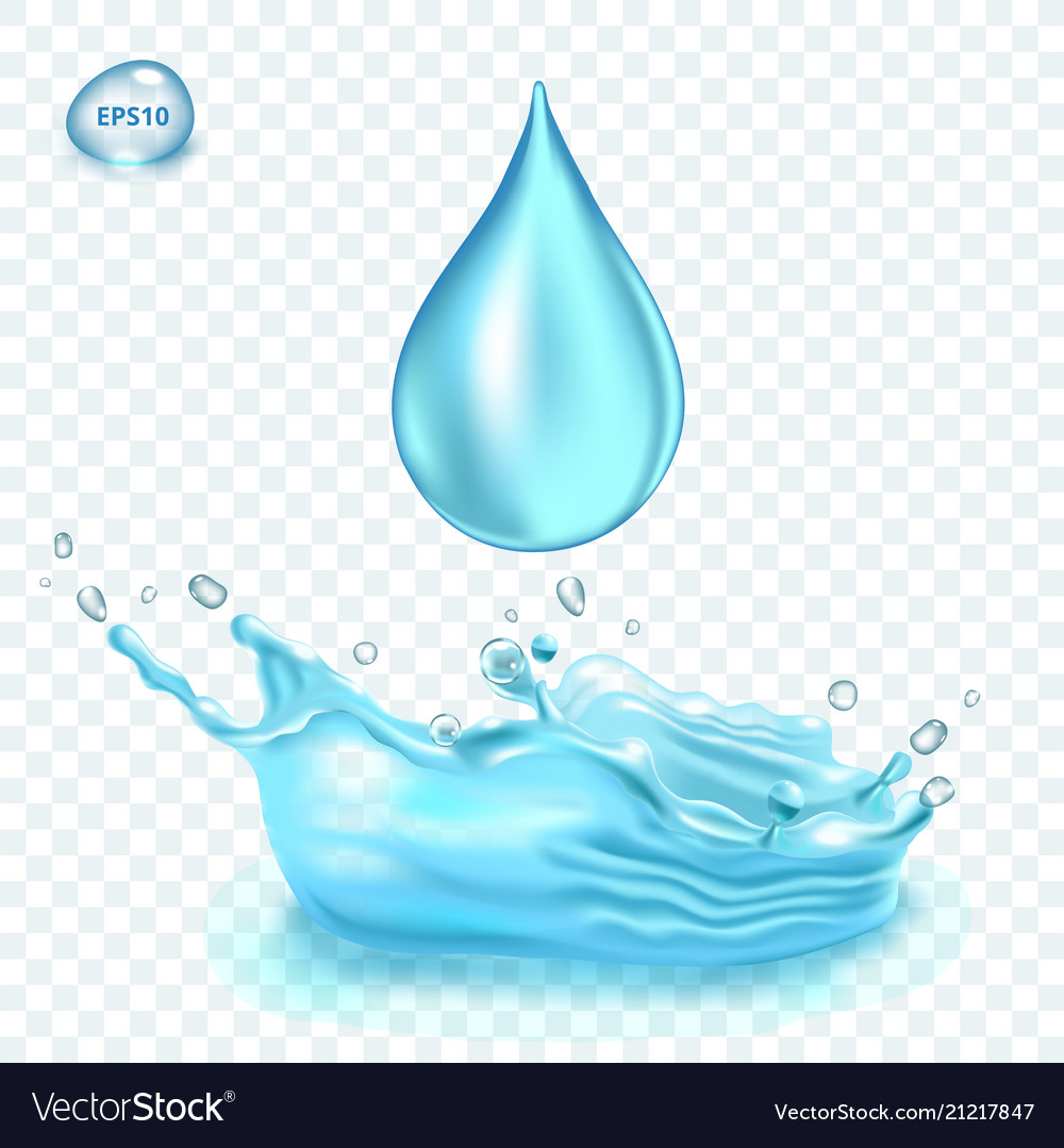 Transparent Water Splash And Water Drop On Vector Image