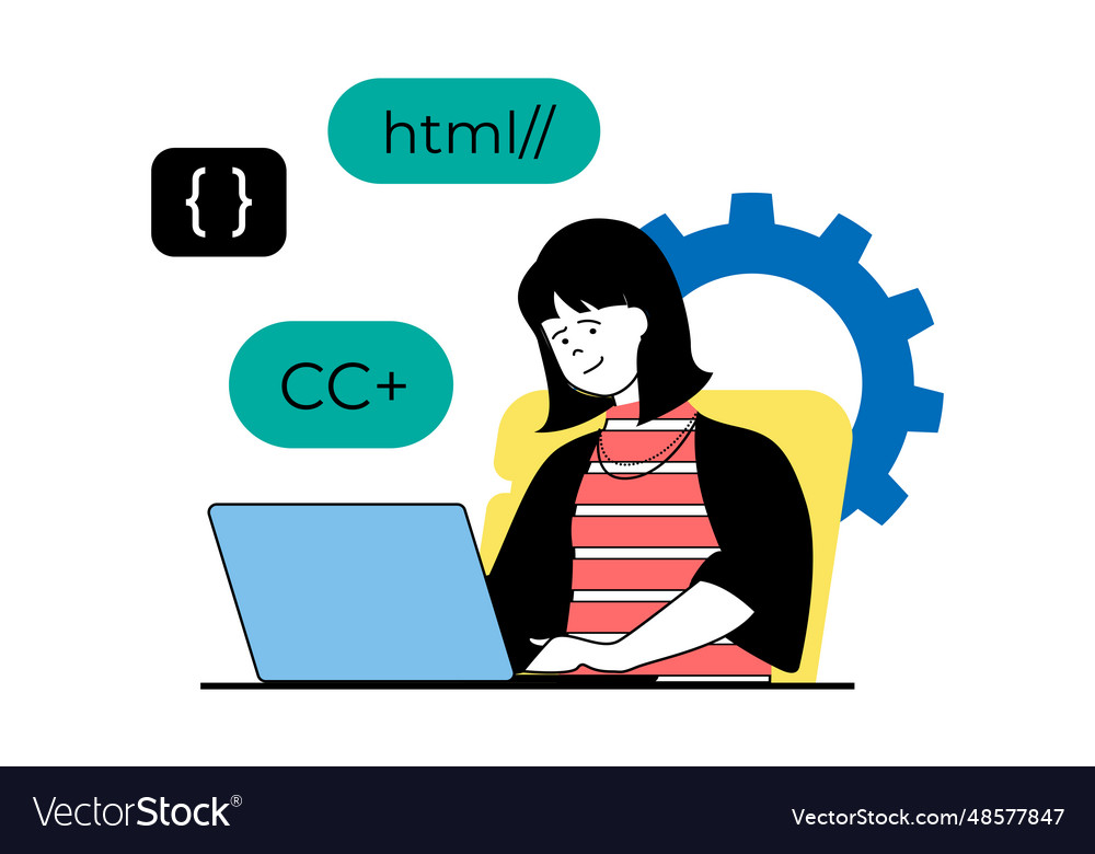 Web Development Concept With People Scene In Flat Vector Image Web Development Concept With People Scene In Flat Vector Image