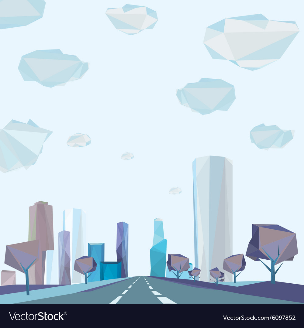 01 polygonal city road Royalty Free Vector Image