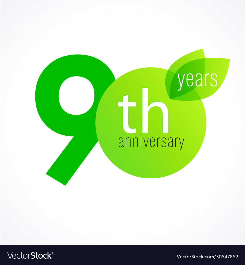 90 anniversary green logo Royalty Free Vector Image