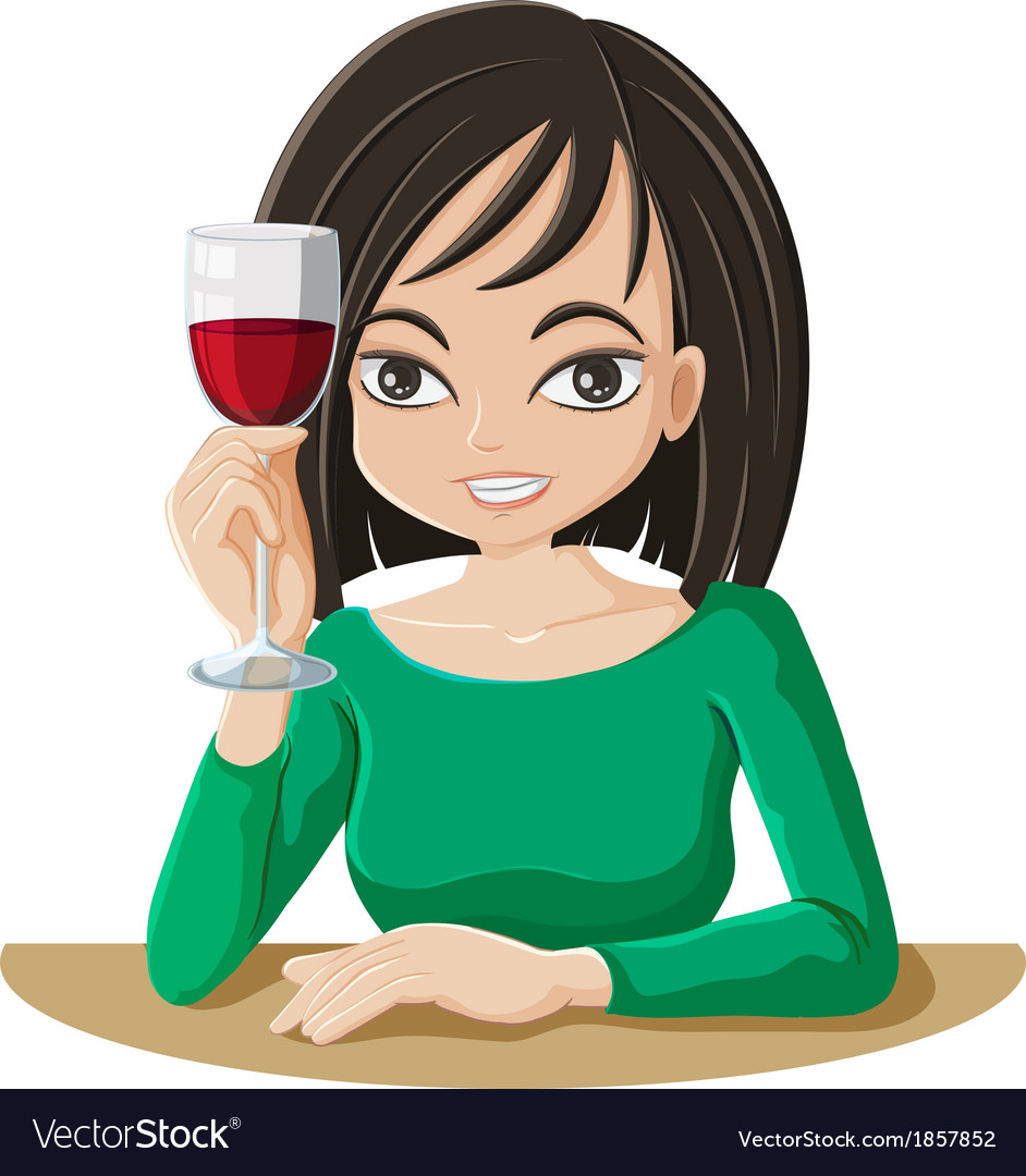 Cartoon Of Lady Drinking Wine Illustrations, Royaltyfree Vector 0C5