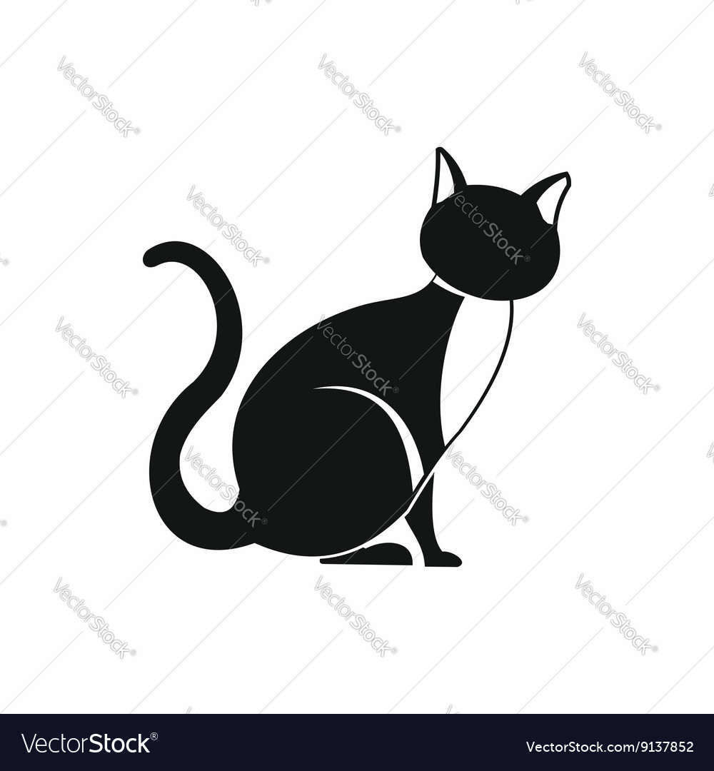 Black cat icon simple style Royalty Free Vector Image