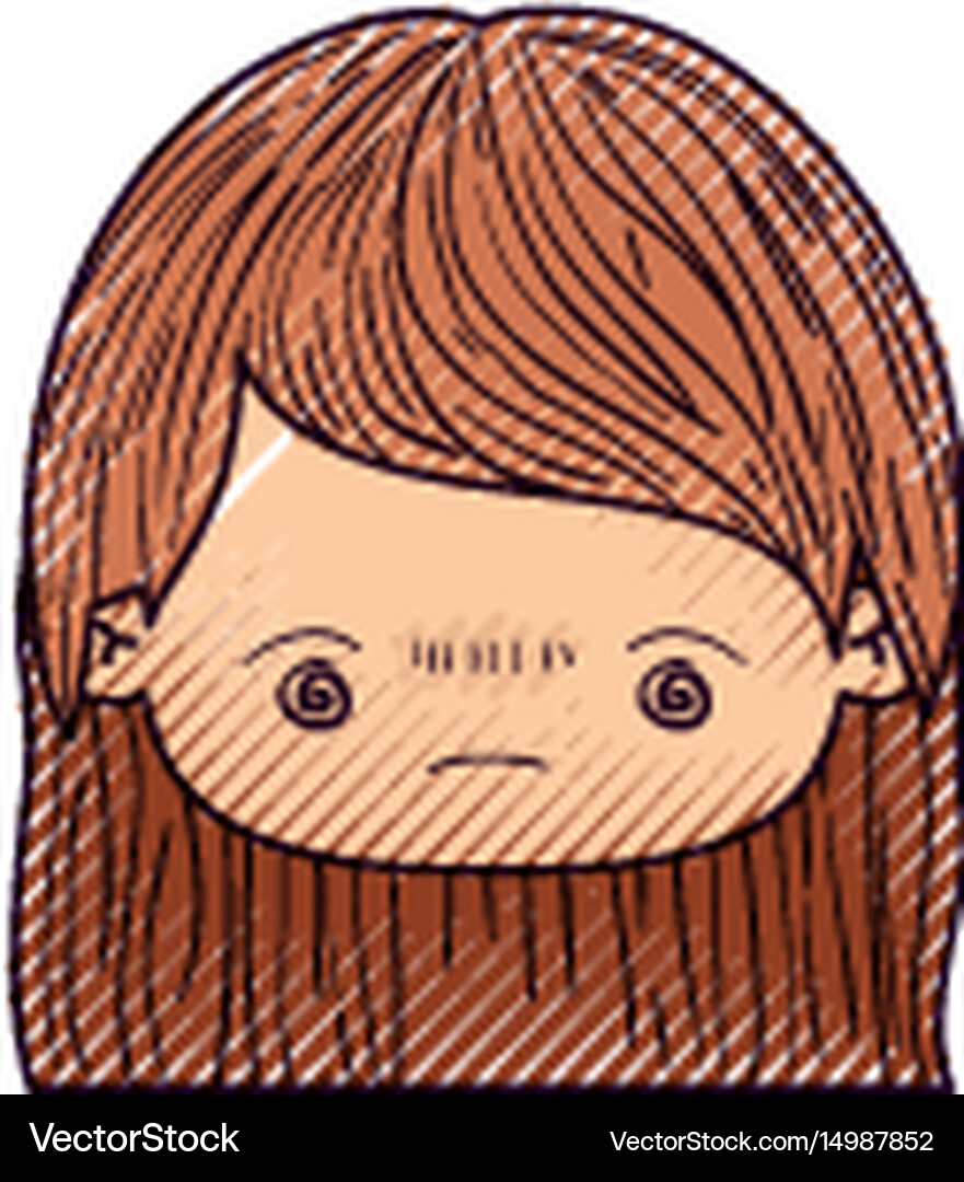 Colored Crayon Silhouette Kawaii Head Little Vector Image