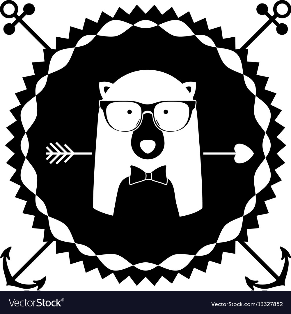 Emblem bear hipster hunter city icon