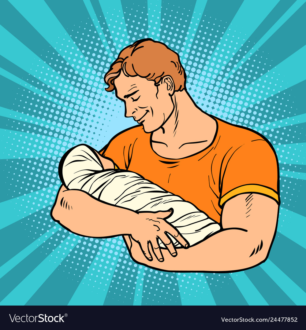 Father with newborn family husband and child Vector Image