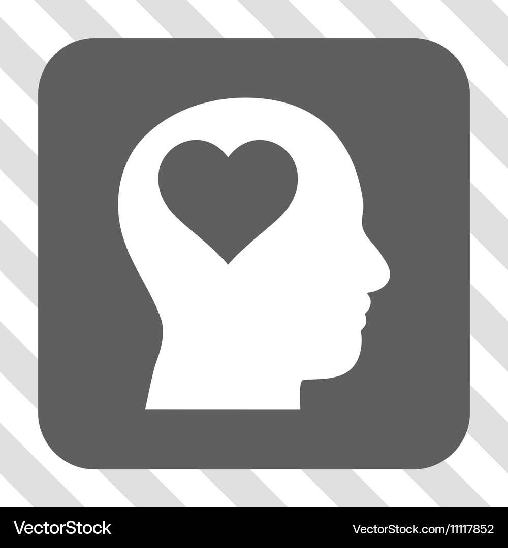 Lover head rounded square button Royalty Free Vector Image
