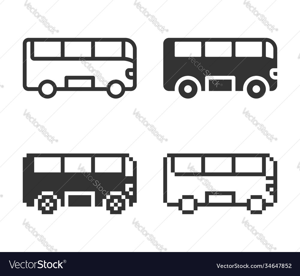 Monochromatic bus icon in different variants line vector image Monochromatic bus icon in different variants line