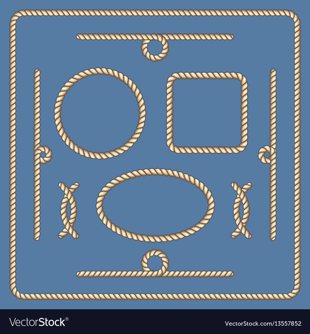 Nautical ropes frames set vector image Nautical ropes frames set