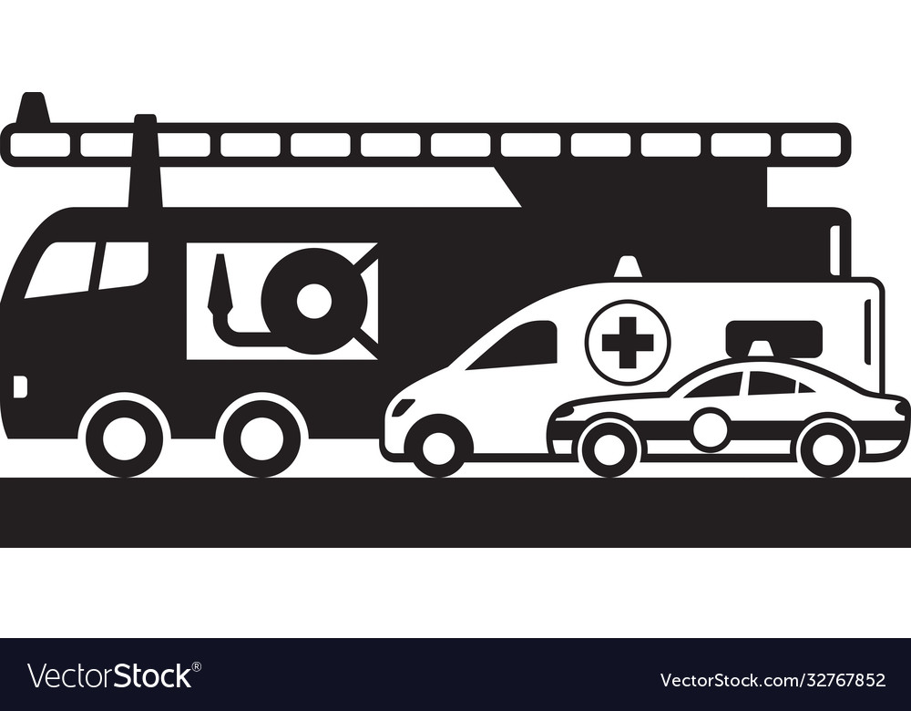 Police car ambulance bus and fire truck Royalty Free Vector