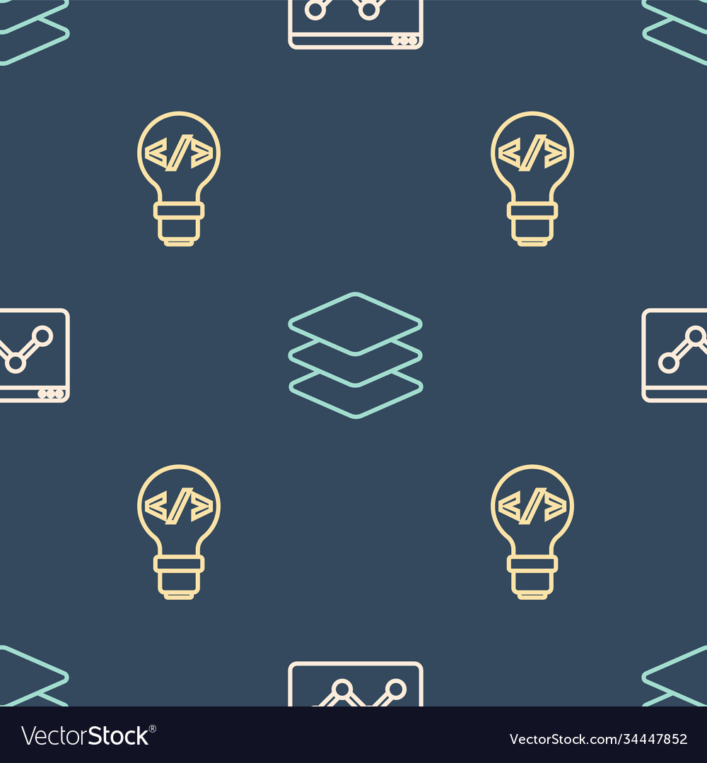 Set line website statistic front end development vector image Set line website statistic front end development