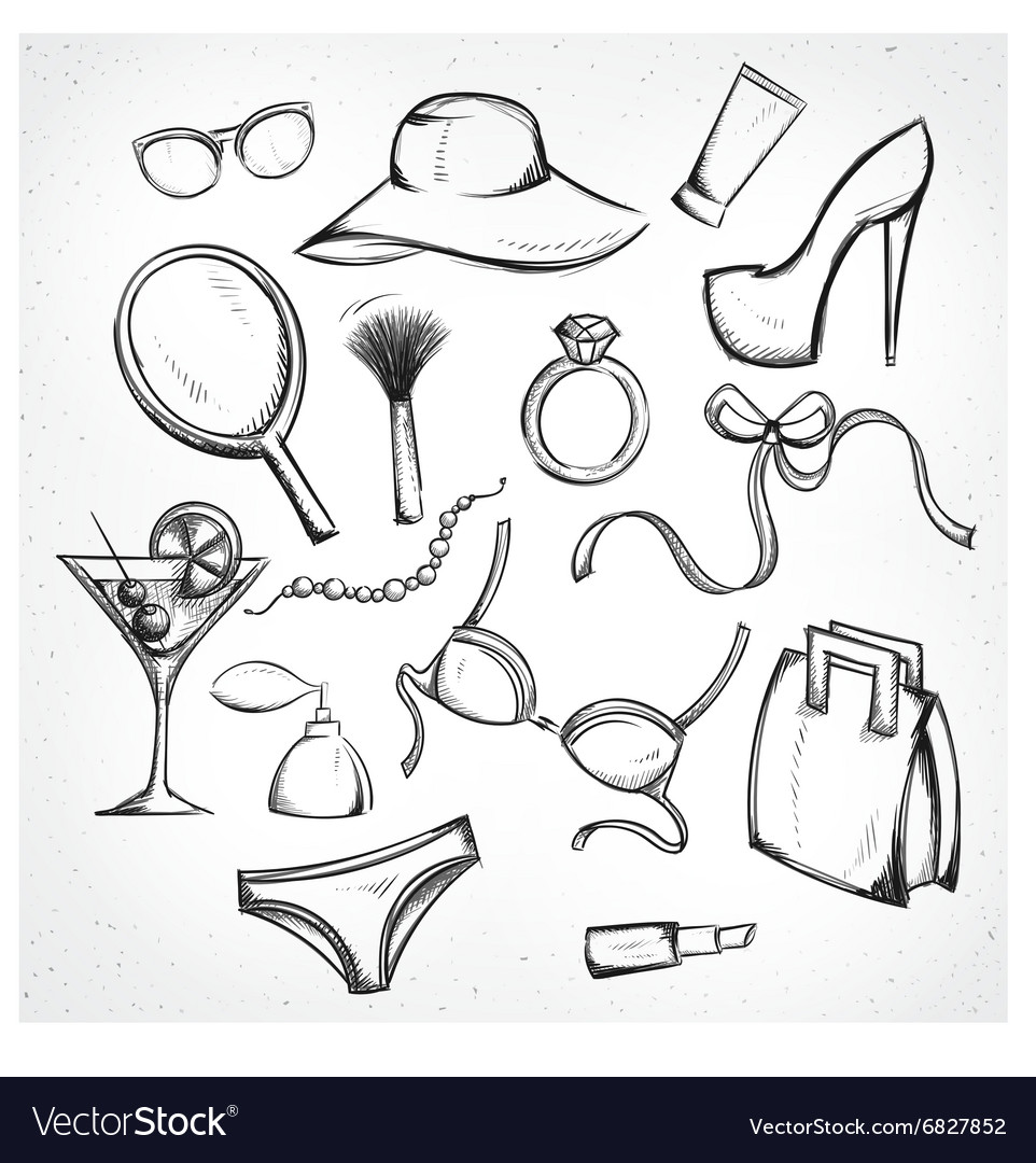 Accessories sketch icon set Royalty Free Vector Image