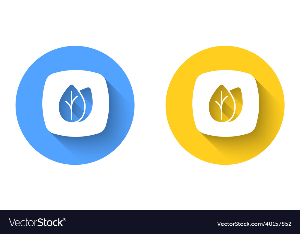 White leaf icon isolated with long shadow