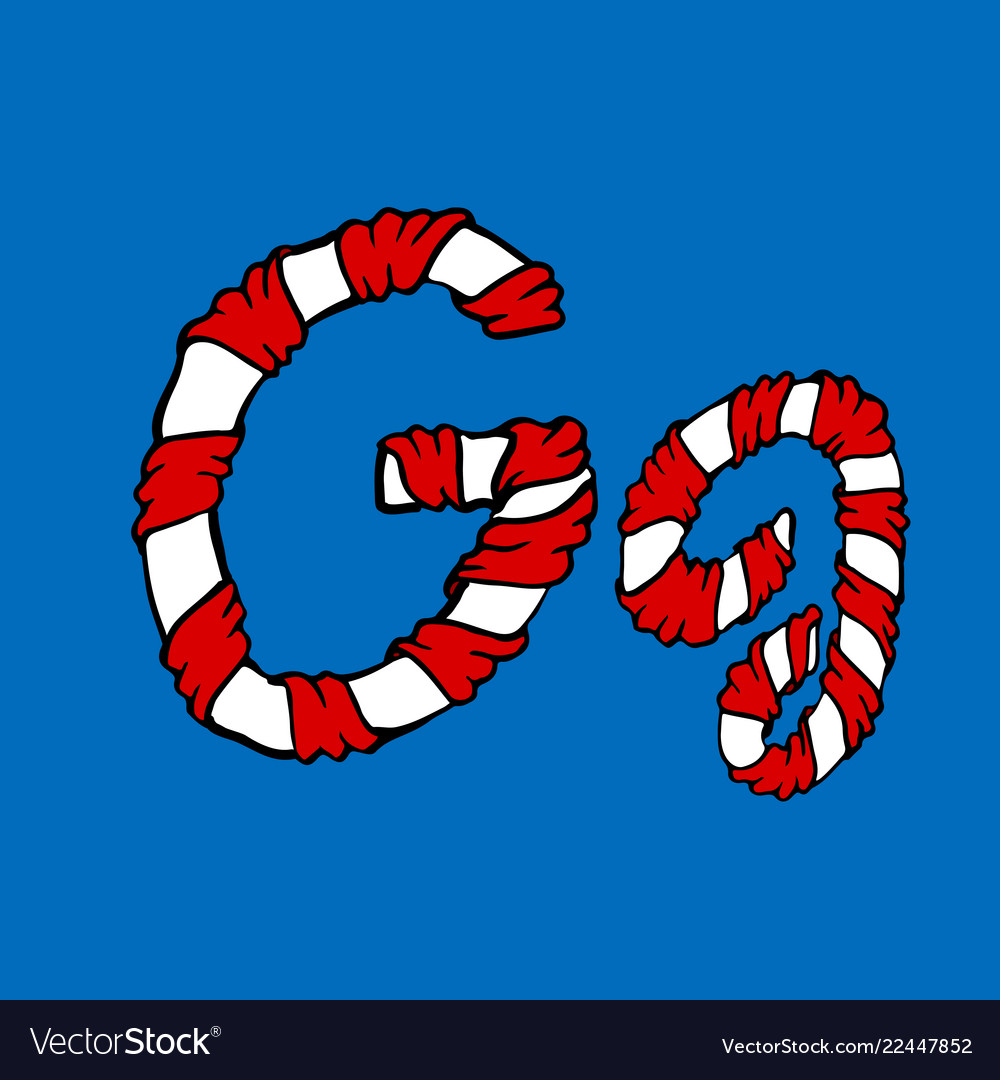 Wrapped in a ribbon letter g blue and red