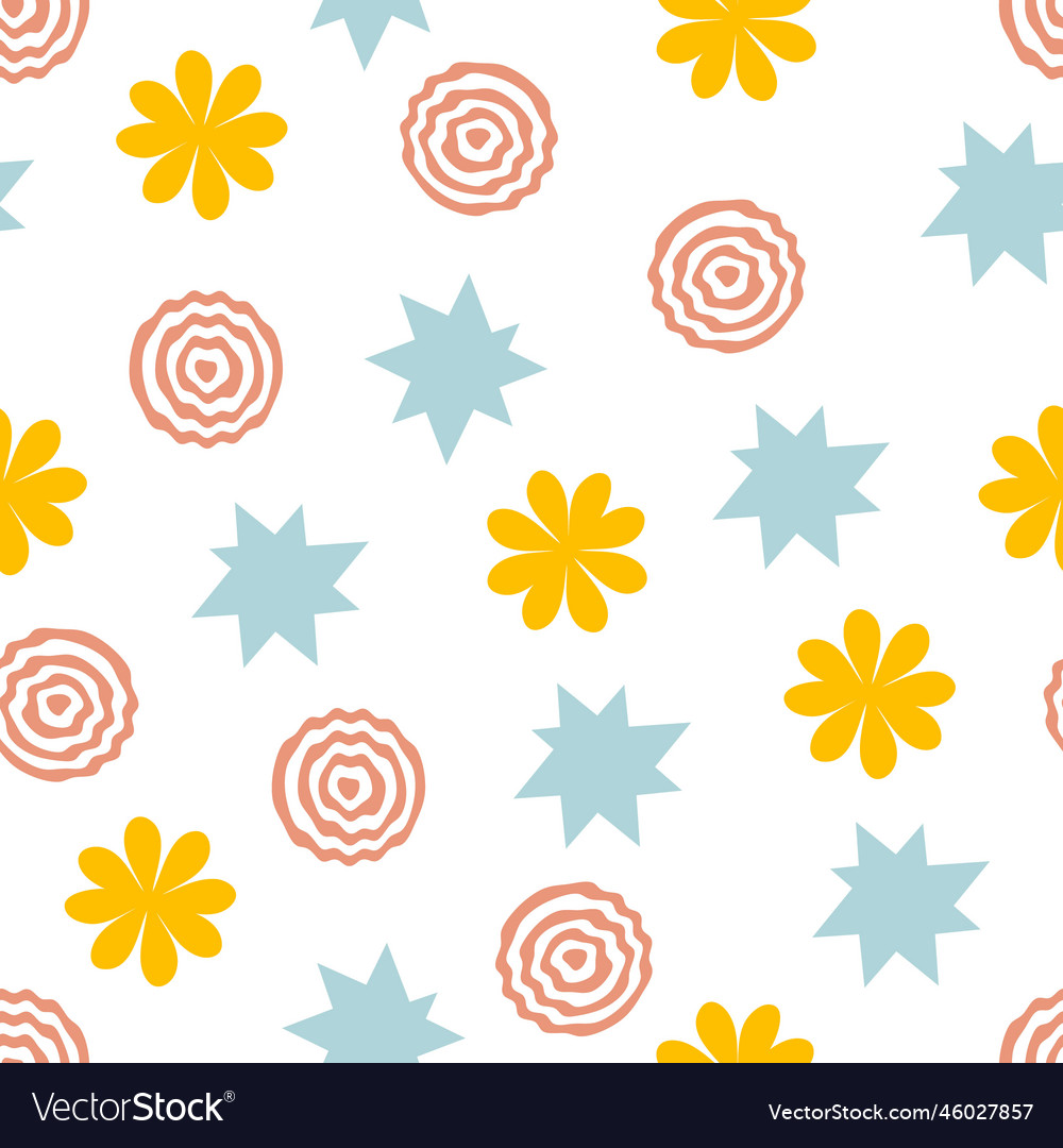 Abstract seamless pattern with stars round shapes vector image Abstract seamless pattern with stars round shapes