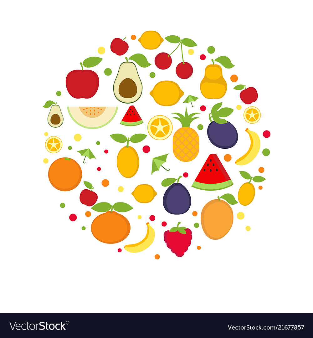 Background with cartoon fruit icons background Vector Image