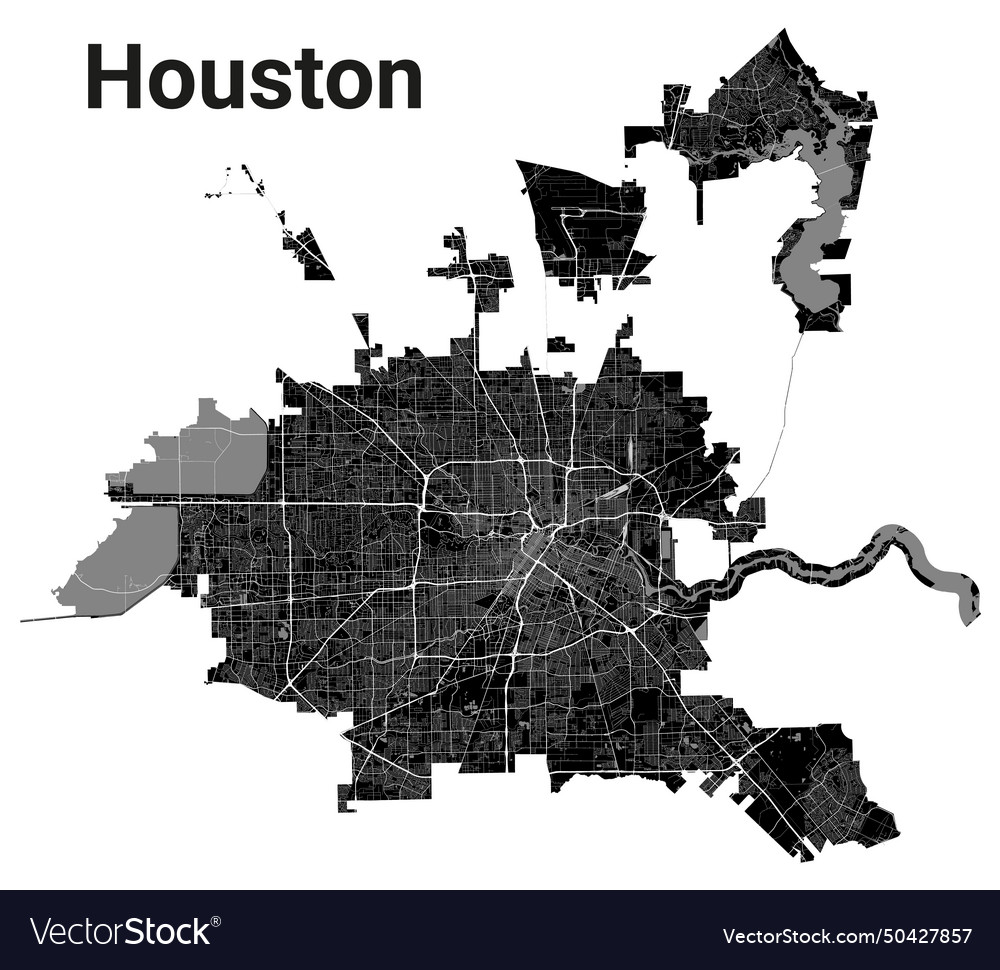 Black houston city map administrative area Vector Image