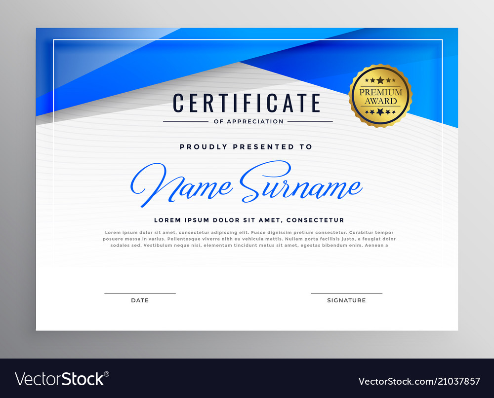 Download Blue professional diploma certificate design Vector Image