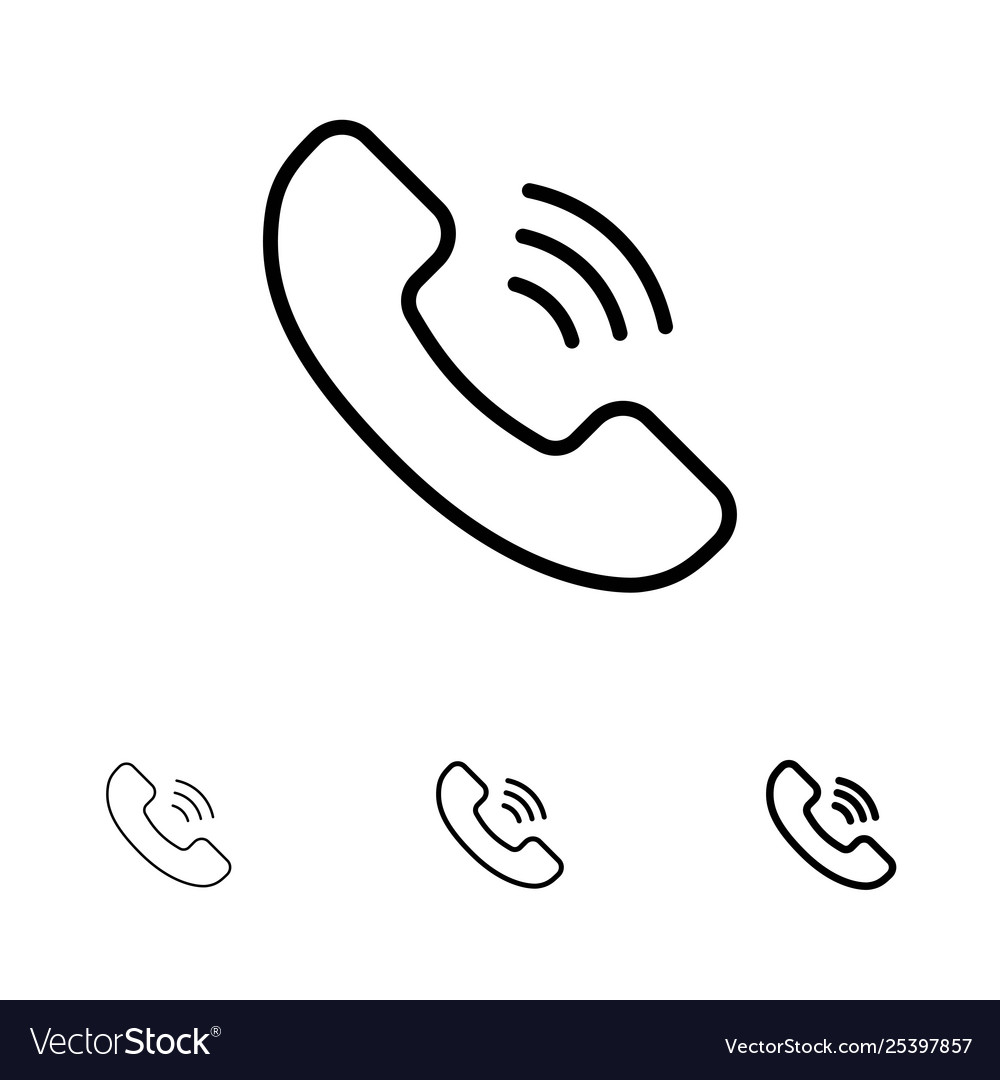 Call communication phone bold and thin black line