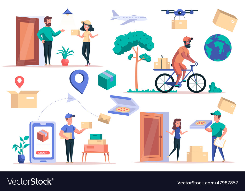 Delivery service isolated elements set bundle