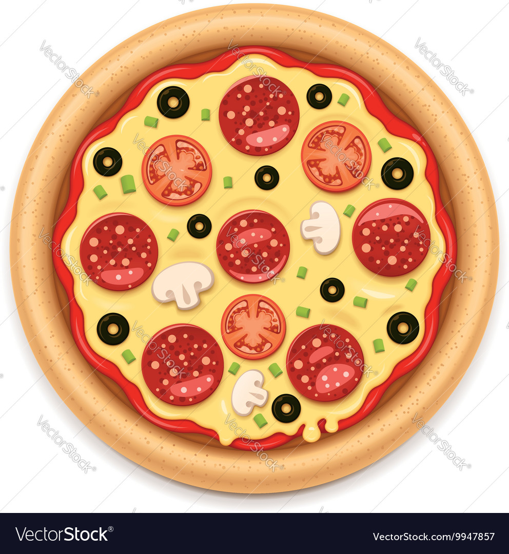 Detailed hot pizza with sticky cheese and Vector Image