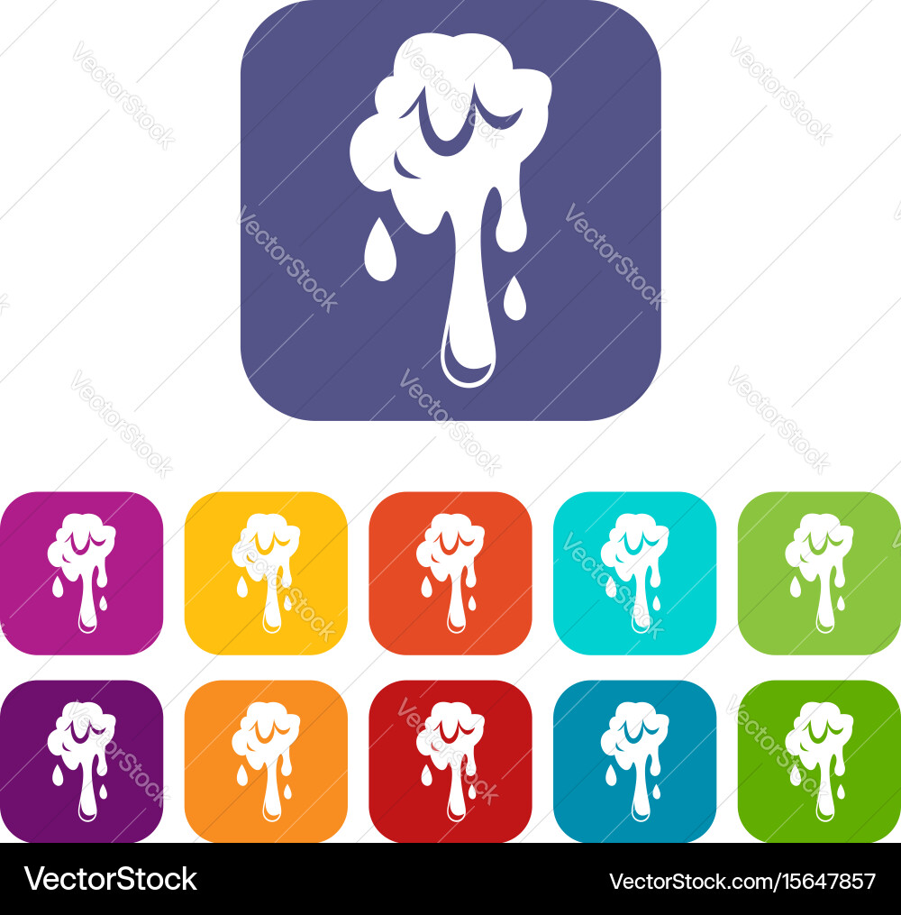 Dripping slime icons set flat Royalty Free Vector Image