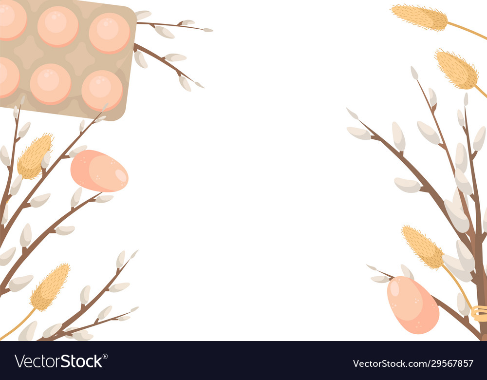 Easter template with space for text flat lay vector image Easter template with space for text flat lay