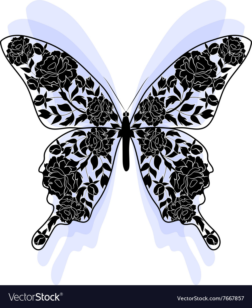 Floral pattern in shape of a butterfly