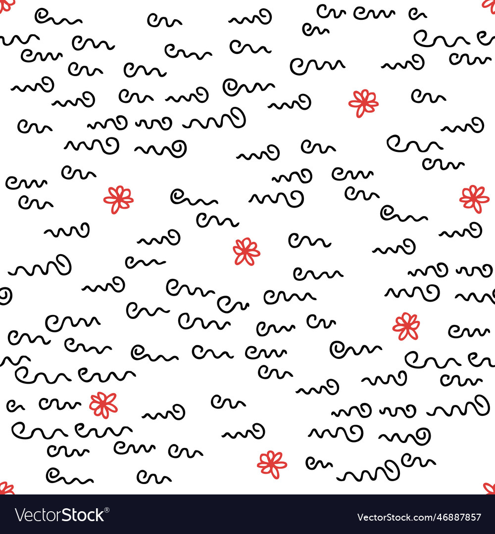Fun doodle seamless pattern with squiggle lines vector image Fun doodle seamless pattern with squiggle lines